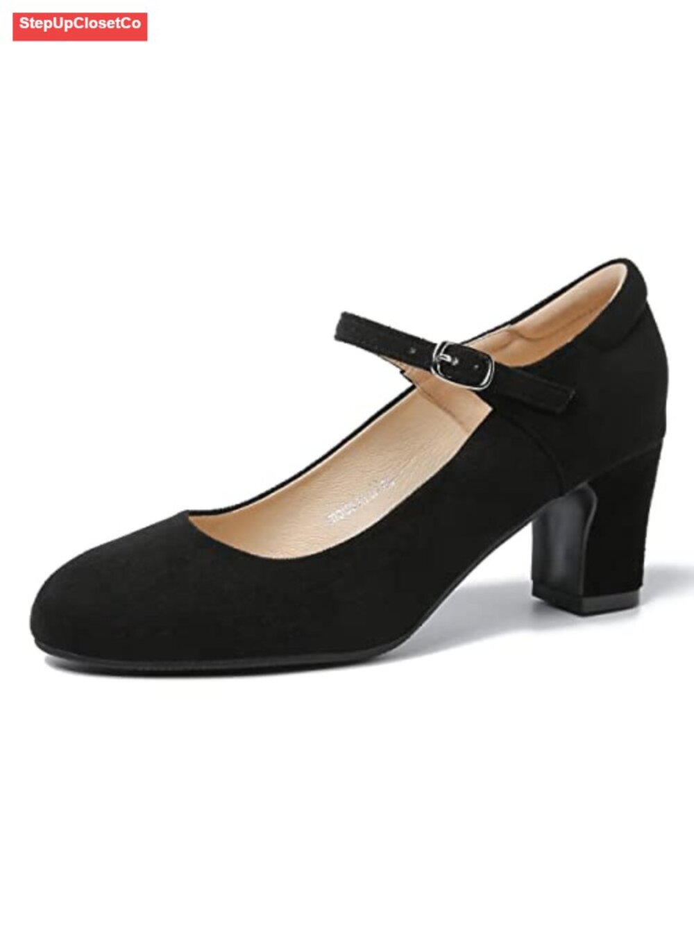 Women's Mary Jane Block Heel Pumps Round Toe Chunky Heels Synthetic